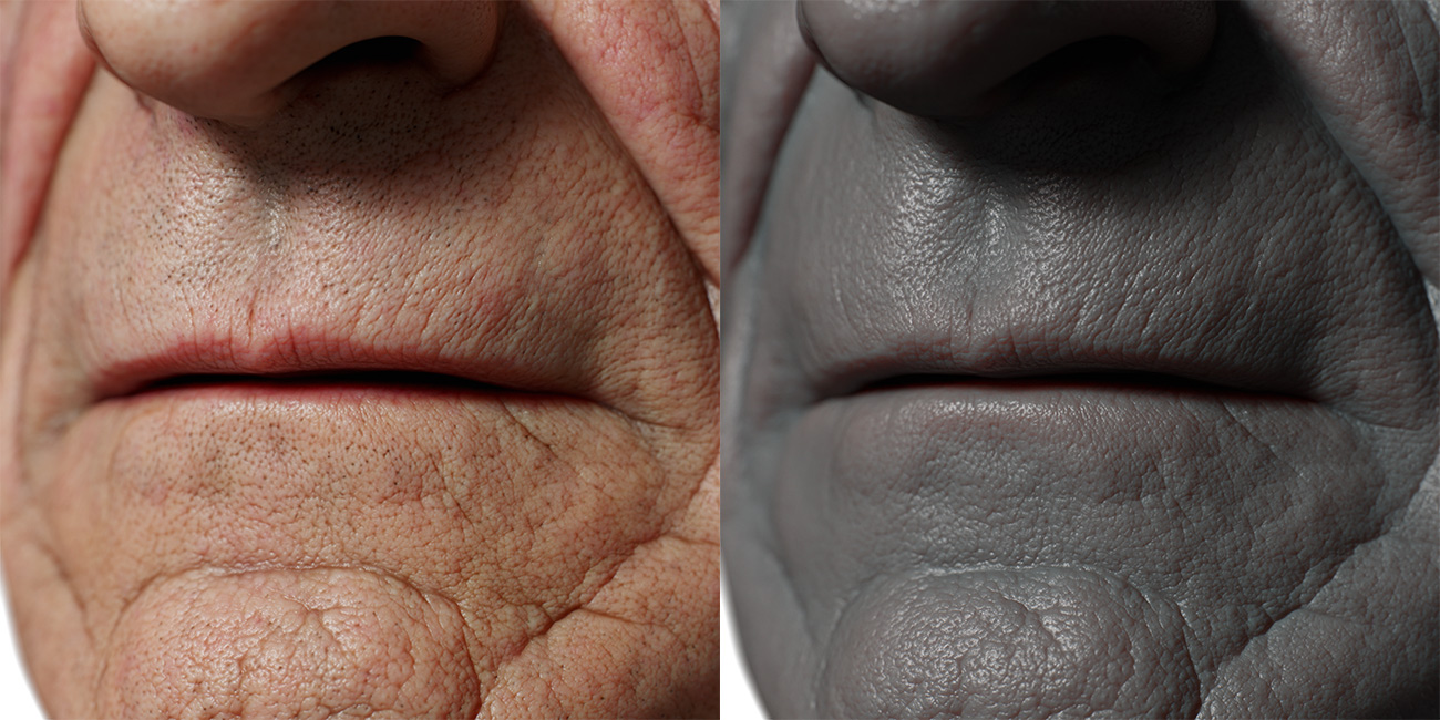 Male head scan skin pore details 